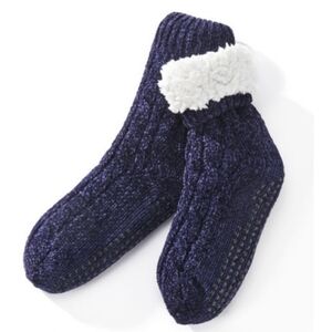 ❤️BUY 5 GET 3 FREE Navy Cable Knit Chenille Reading Sock, Retail $19.99 USD